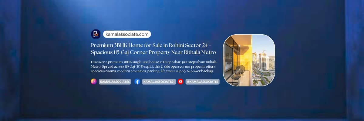 Premium 3BHK Home for Sale in Rohini Sector 24 – Spacious 115 Gaj Corner Property Near Rithala Metro