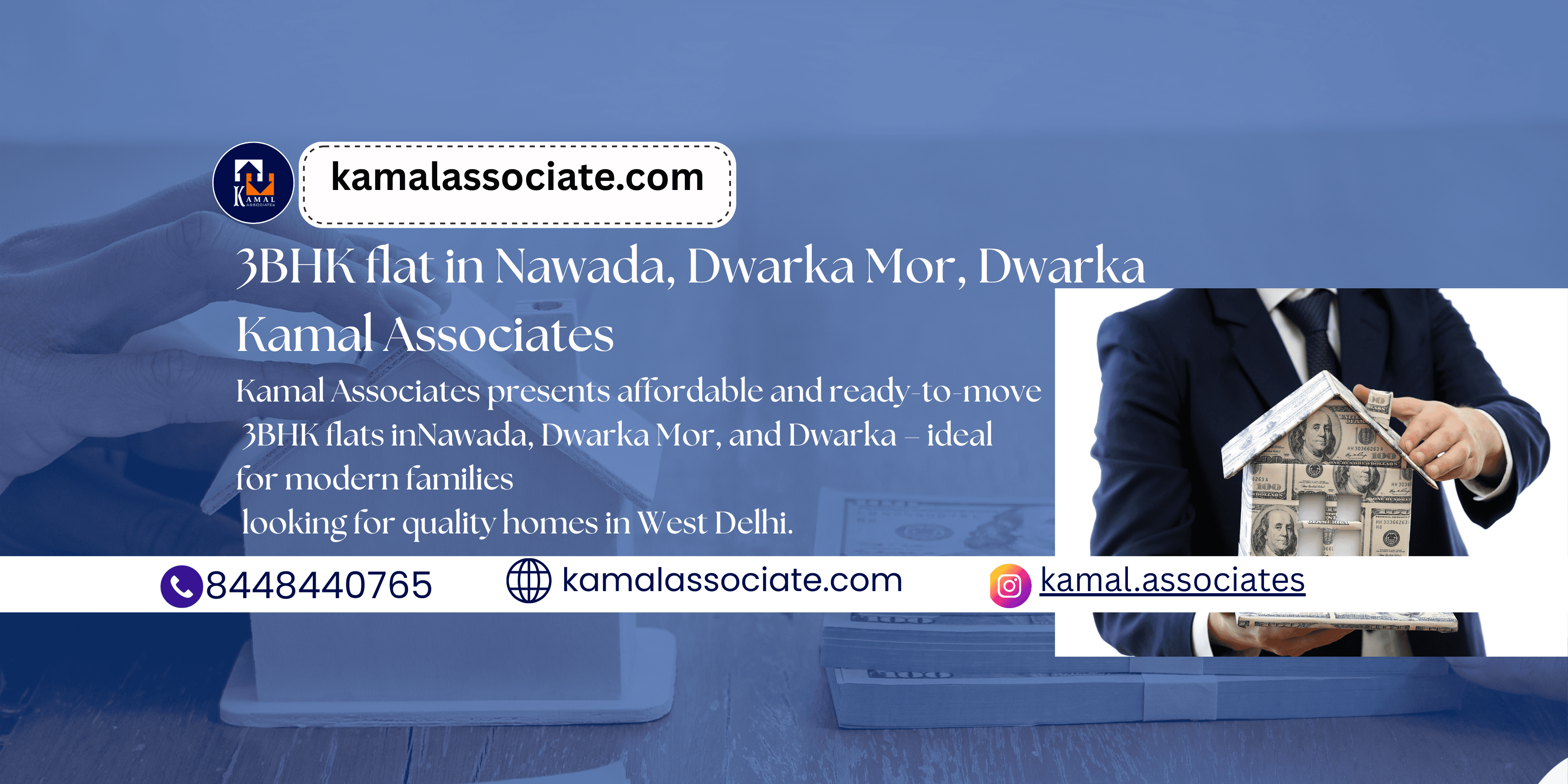 3BHK Flat Buy & Sale in Nawada, Dwarka Mor & Dwarka West Delhi | Fully Furnished Homes by Kamal Associates